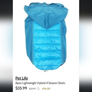 Apex Lightweight 4-Season Stretch, Quick-Dry Dog Coat w/Pop-out Hood - like new